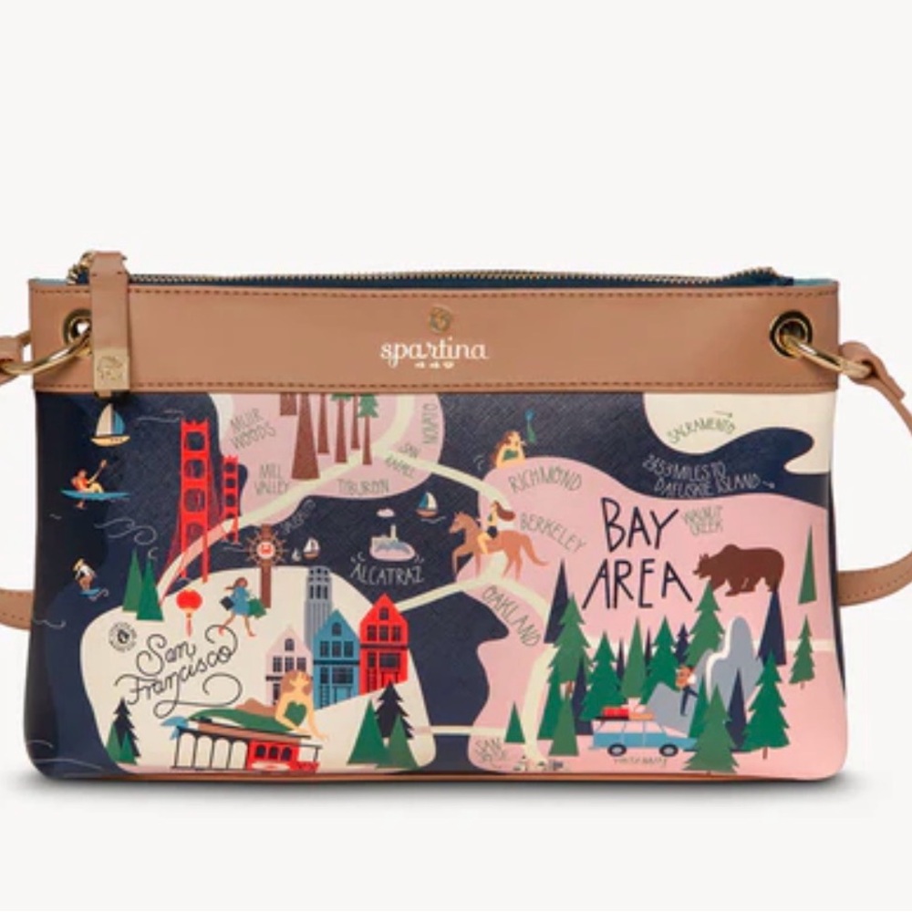 Spartina 449 - Bay Area Crossbody Bag - Navy and Tan - LIKE NEW